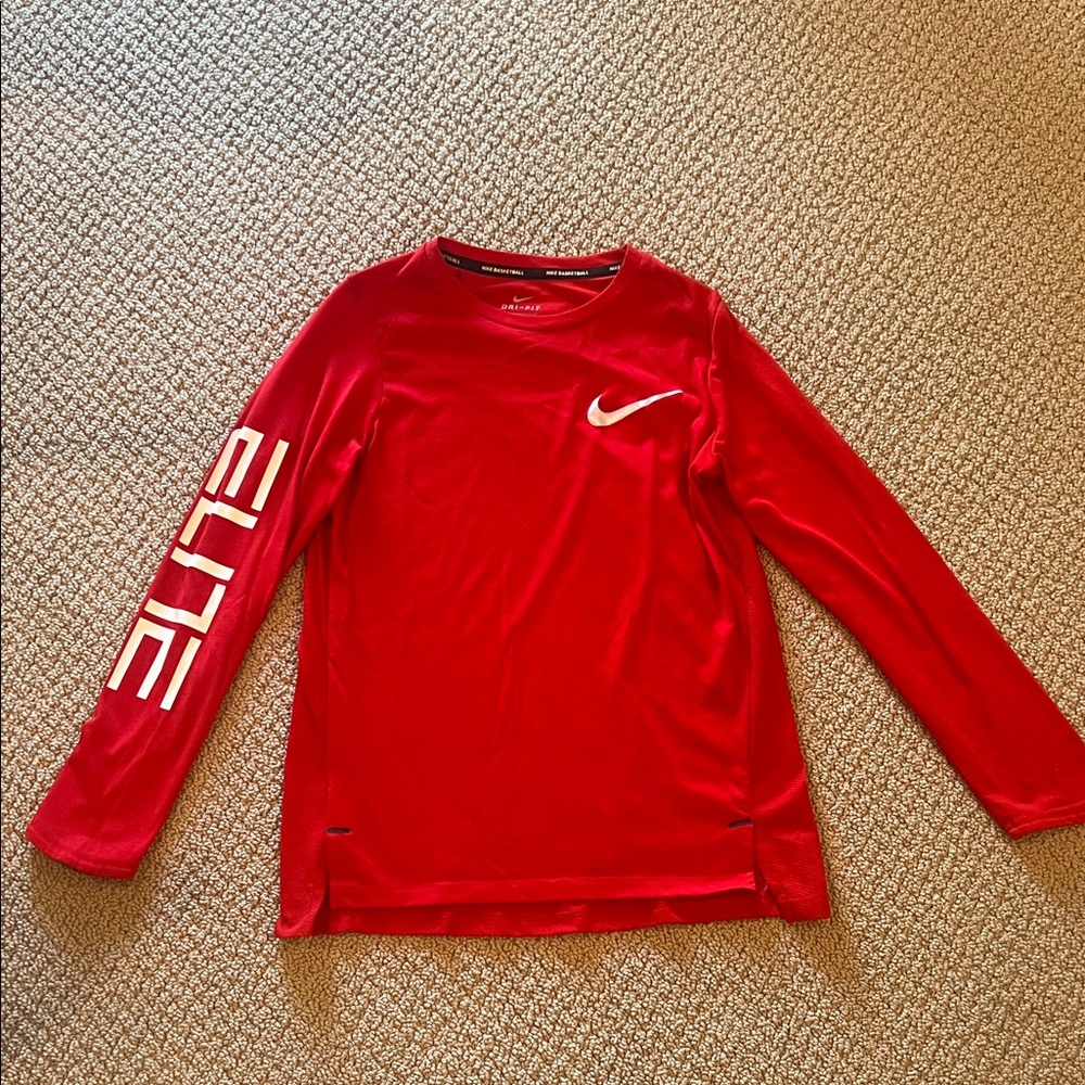 Nike Kids Elite Red Long Sleeve Tee